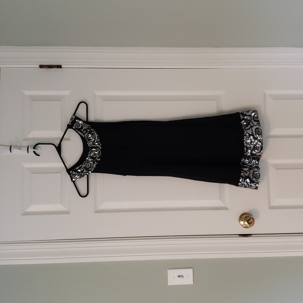 Express XS black dress with sequin neck and hemlines